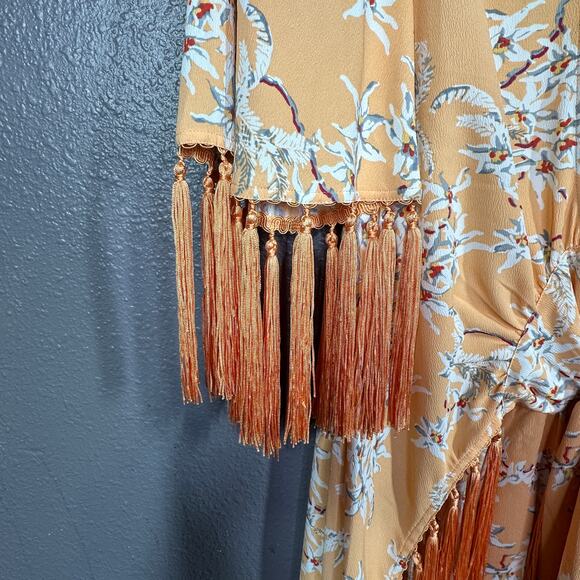 Cinq a Sept Coverup Trailing Orchid Stefe Floral Peach Orange Size XS Small - Picture 5 of 8